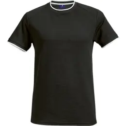 175g Polyester Eyelet Ringer T-Shirt Black